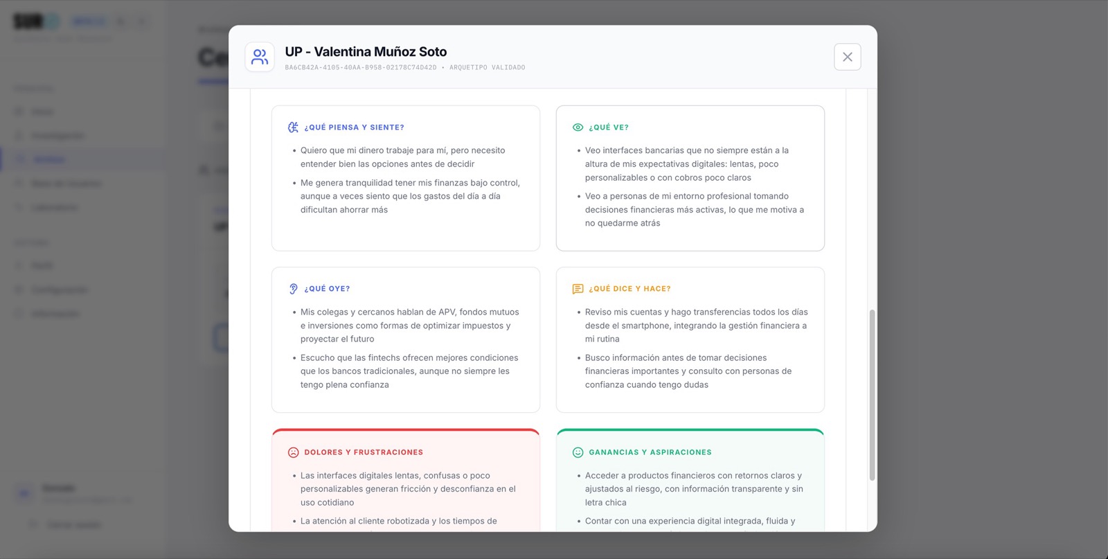 User Persona y Empathy Map dinámico en Populus